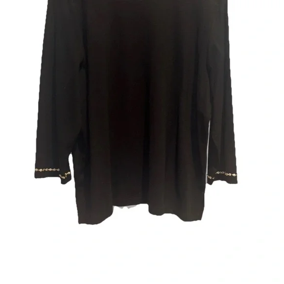 Alfred Dunner Black Blouse with Gold Embroidery - Picture 4 of 4